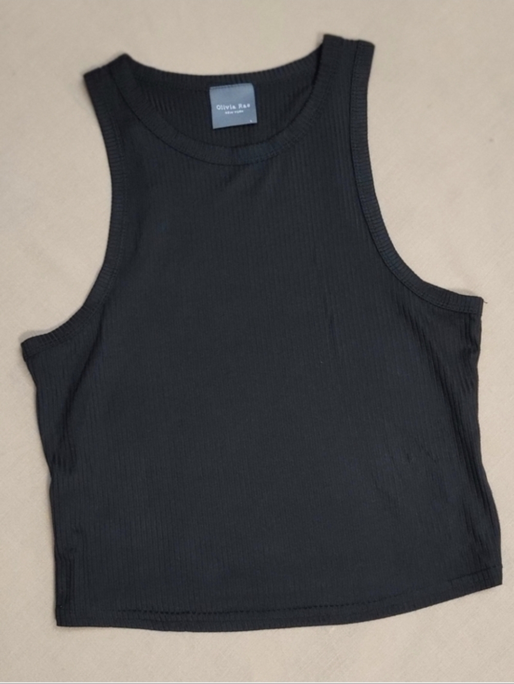 Olivia Rae Black Ribbed Tank Crop